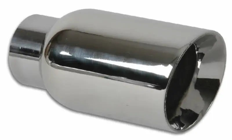 Vibrant 4in OD Round SS Exhaust Tip (Double Wall Angle Cut Beveled Outlet) 3in. ID Inlet - Truck & Automotive