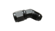 Black anodized -8AN 45-degree swivel adapter fitting for seamless hose connections