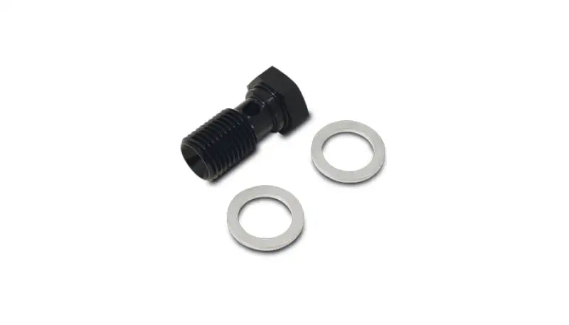 Black vibrant banjo bolt with two washers for M16 x 1.5 fittings and 34mm length