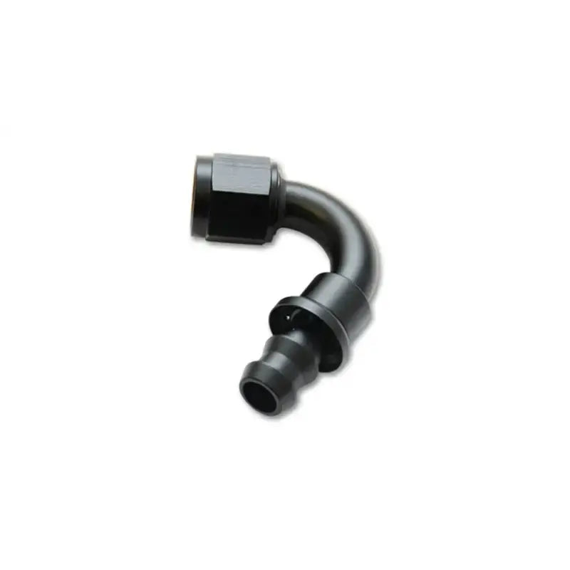 Black 90-degree hose end elbow fitting for Vibrant Push-On -6AN hose end elbows