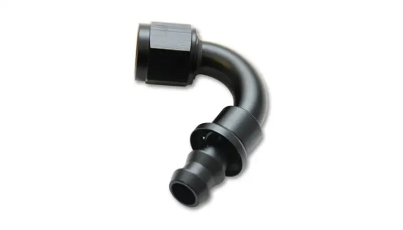 Black 90-degree hose end elbow fitting for Vibrant Push-On -6AN hose end elbows