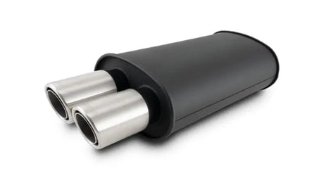 Vibrant STREETPOWER Blk Oval Muffler w/Dual Center Tip 3in Inlet ID OD 9in x 5in 15in - Truck & Automotive