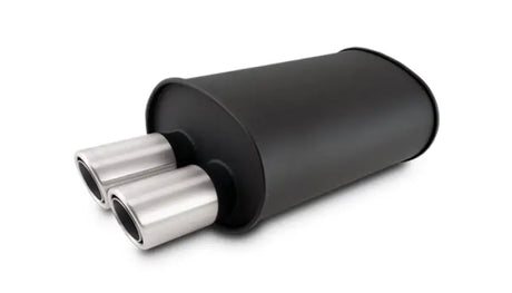 Black car muffler with dual chrome exhaust tips from Vibrant STREETPOWER oval muffler line