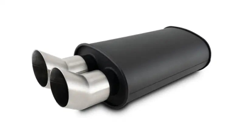 Vibrant StreetPower flat black dual-exhaust muffler with polished stainless steel tips