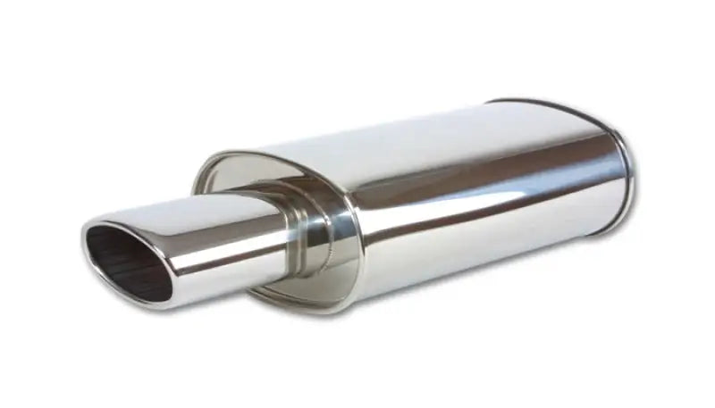 Vibrant StreetPower Oval Muffler with 4.5in x 3in Tip Angle Cut Rolled Edge - 2.5in inlet I.D. - Truck & Automotive