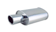 Vibrant StreetPower Oval Muffler with 4in Round Tip Angle Cut Rolled Edge - 2.5in inlet I.D. - Truck & Automotive