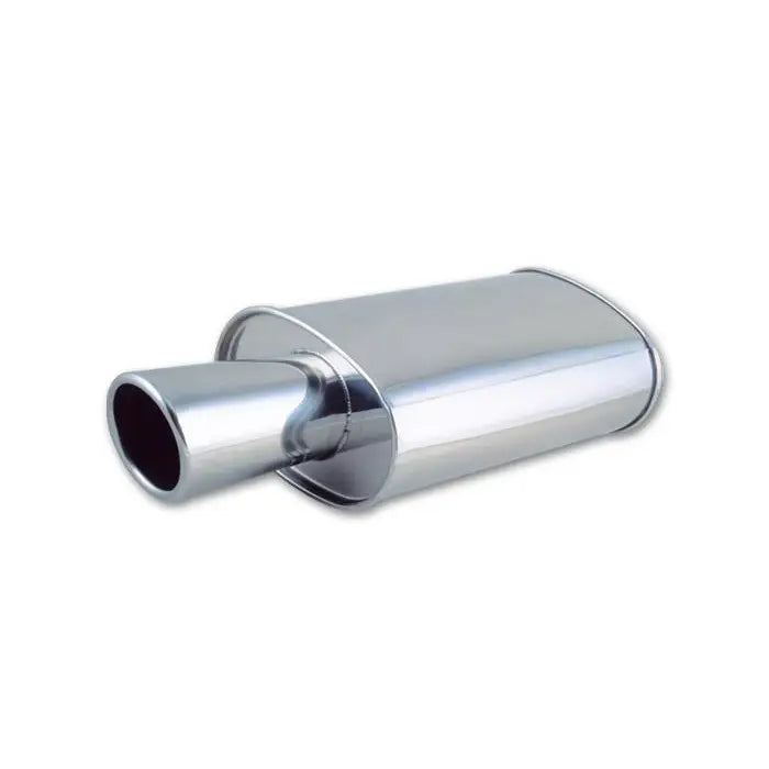 Vibrant 1046 Vibrant StreetPower Oval Muffler with 4in Round Tip Angle Cut Rolled Edge - 2.5in inlet I.D.