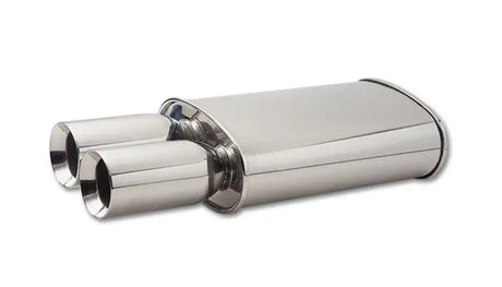 Vibrant StreetPower Oval Muffler w/ Dual 3.5in Round Tips Straight Cut Beveled Edge 2.5in inlet I.D. - Truck &