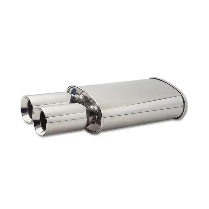 Vibrant 1040 Vibrant StreetPower Oval Muffler w/ Dual 3.5in Round Tips Straight Cut Beveled Edge 2.5in inlet I.D.