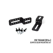 Black metal mounting brackets and rivets for VIFK-TIGUAN-01K Triplerlight bumper beam mount