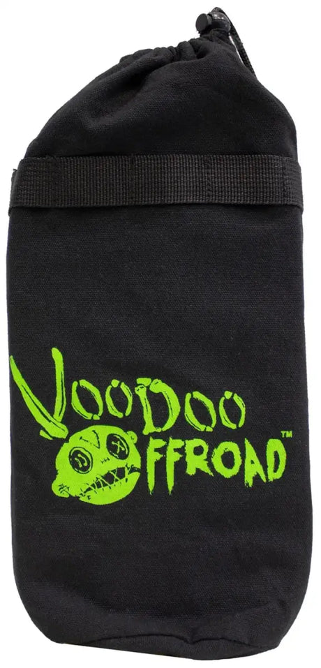 Black drawstring bag with green logo for Voodoo Offroad 3in x 8ft Tree Saver Strap