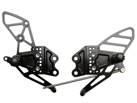 Vortex Racing 04-05 Kawasaki ZX-10R Ninja Adjustable Rearsets- Black - Vortex Racing