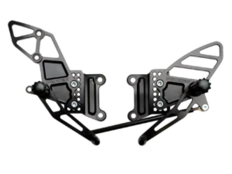 Vortex Racing 07-08 Kawasaki ZX600 Ninja ZX-6R,05-06 ZX600 Ninja ZX-6RR Adjustable Rearsets- Black - Vortex Racing