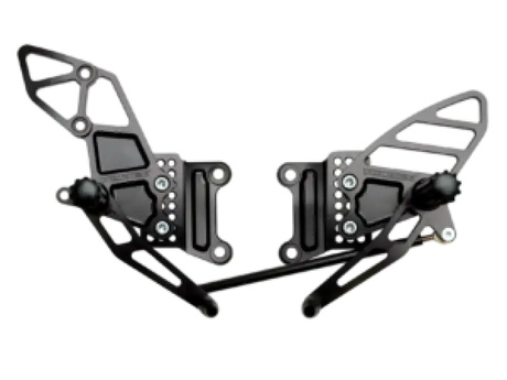 Vortex Racing 07-08 Kawasaki ZX600 Ninja ZX-6R,05-06 ZX600 Ninja ZX-6RR Adjustable Rearsets- Black - Vortex Racing