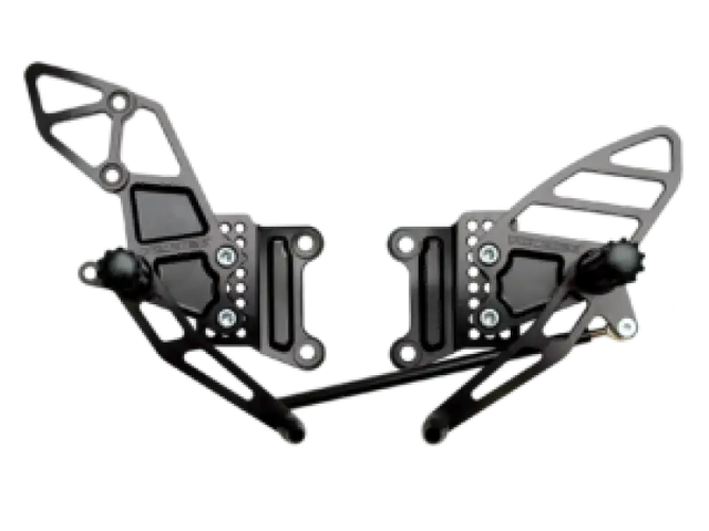 Vortex Racing 07-08 Kawasaki ZX600 Ninja ZX-6R,05-06 ZX600 Ninja ZX-6RR Adjustable Rearsets- Black - Vortex Racing