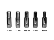 Cylindrical metal connectors with holes for Vortex Racing 18mm Pin Stand Head Lift