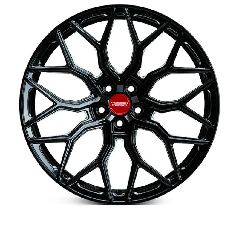 Vossen HF-2 deep face 22x10.5 gloss black car wheel with red center cap