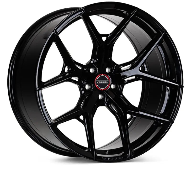 Gloss black Vossen HF-5 22x10.5 deep face multi-spoke car wheel