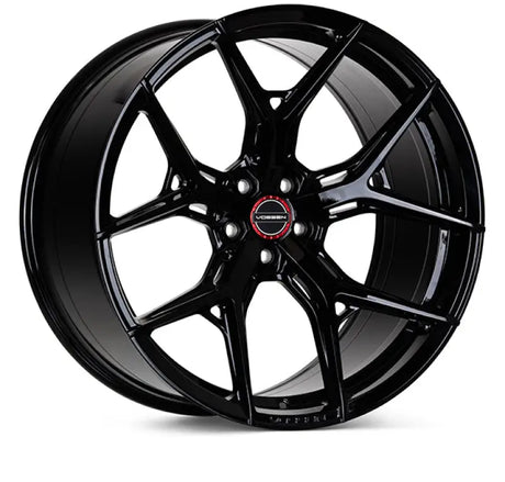 Gloss black Vossen HF-5 22x10.5 deep face multi-spoke car wheel