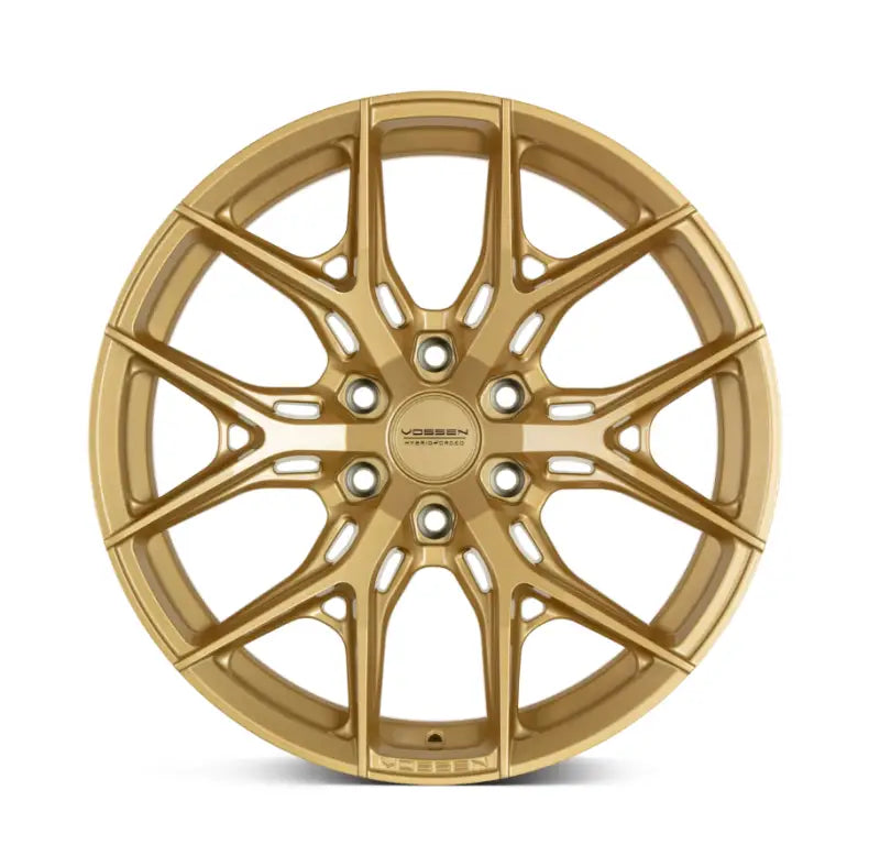 Satin gold Vossen HF6-4 wheel with multi-spoke brushed design