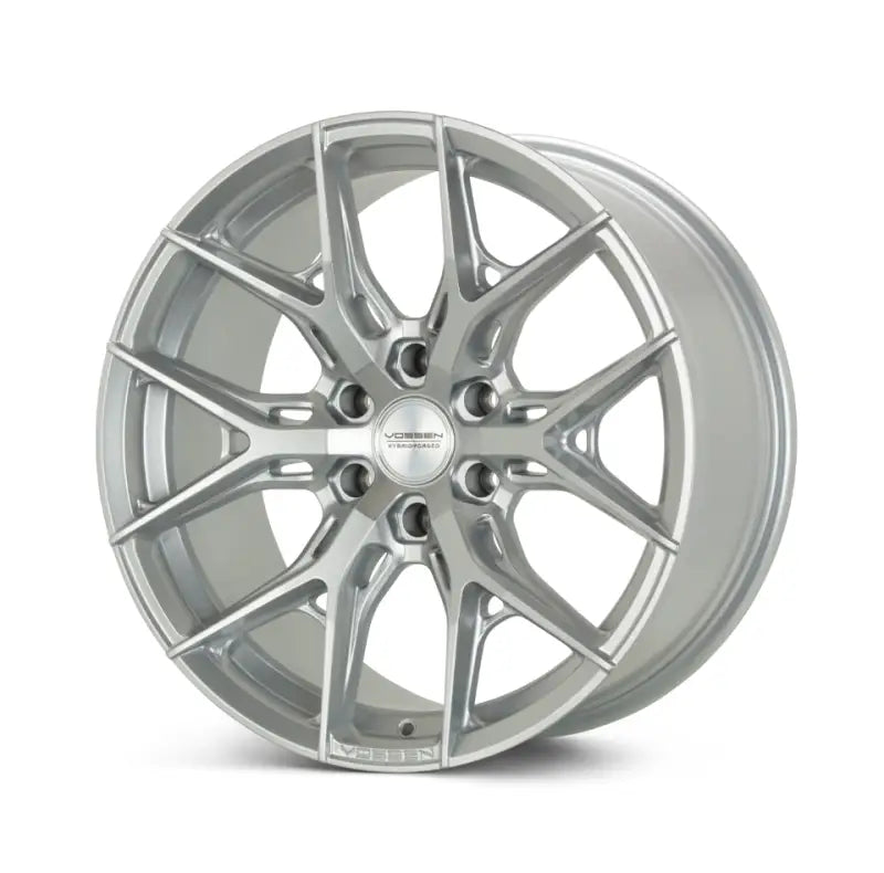Vossen HF6-4 satin silver wheel with multi-spoke polished design
