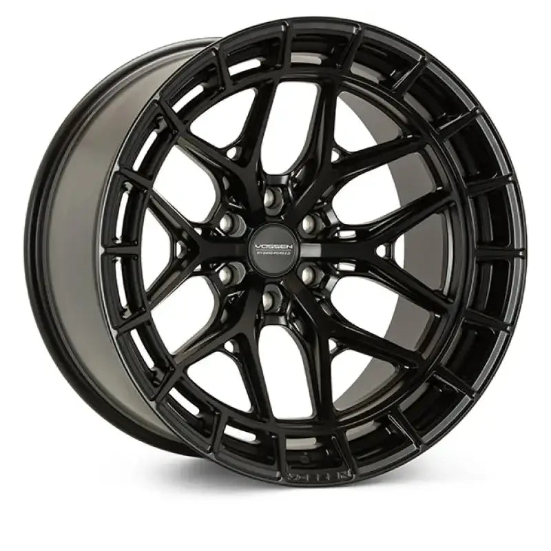 Black multi-spoke satin black wheel with ultra deep design on Vossen HFX-1 car rim