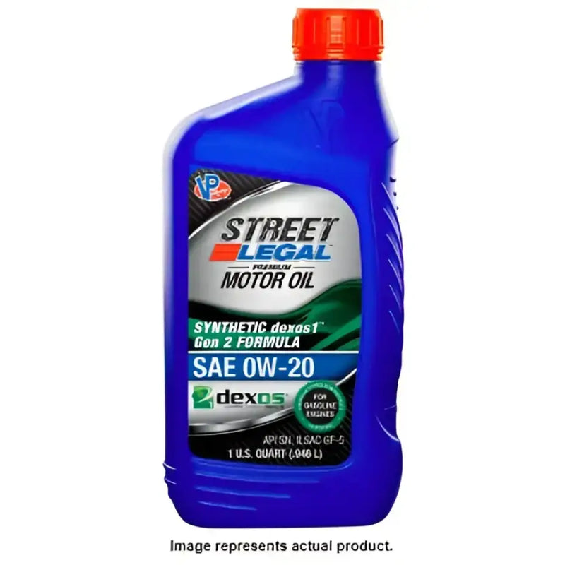 Blue bottle of Street Legal Synthetic Dexos1 motor oil VP3902543 VP Fuel for cars