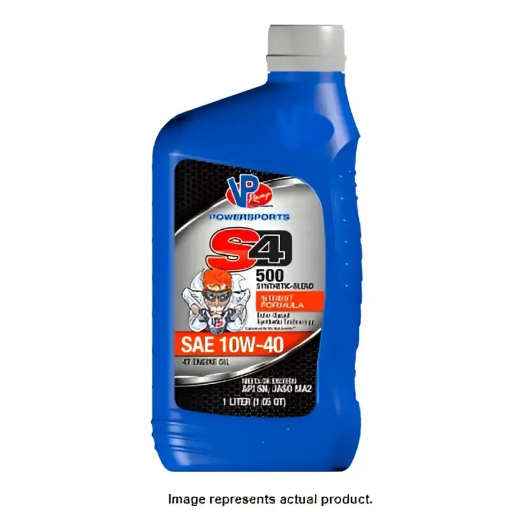 Blue bottle of VP Fuel S4-500 10W40 semi-synthetic engine oil for street use