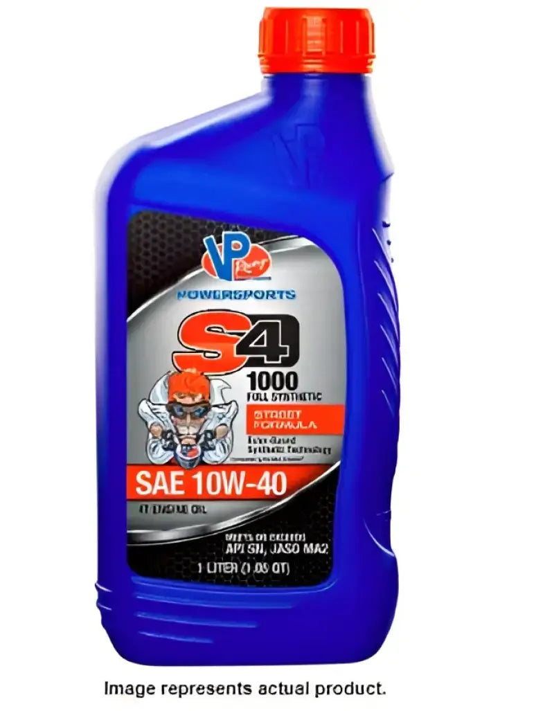 Blue VP Powersports S4 10W-40 synthetic engine oil bottle, fuel S4-1000 10W40