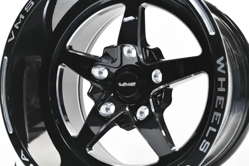 Black five-spoke wheel from VWST020 True Spike VMS Wheels Star 15X10 5X120.7 Et