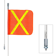 Orange safety flag with yellow reflective X.