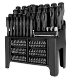 W1736 Perform Tool 100-Pc Screwdriver Set in a black plastic organizer, featuring various screwdriver types and sizes.