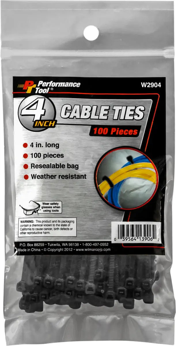 PERFORMANCE TOOL W2904 Cable Tie 4" 100/Pack