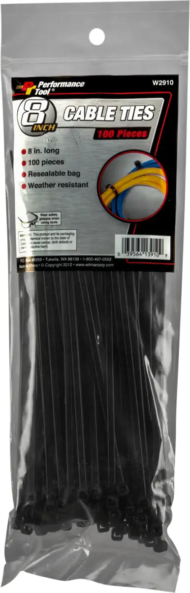 PERFORMANCE TOOL W2910 Cable Tie 8" 100/Pack