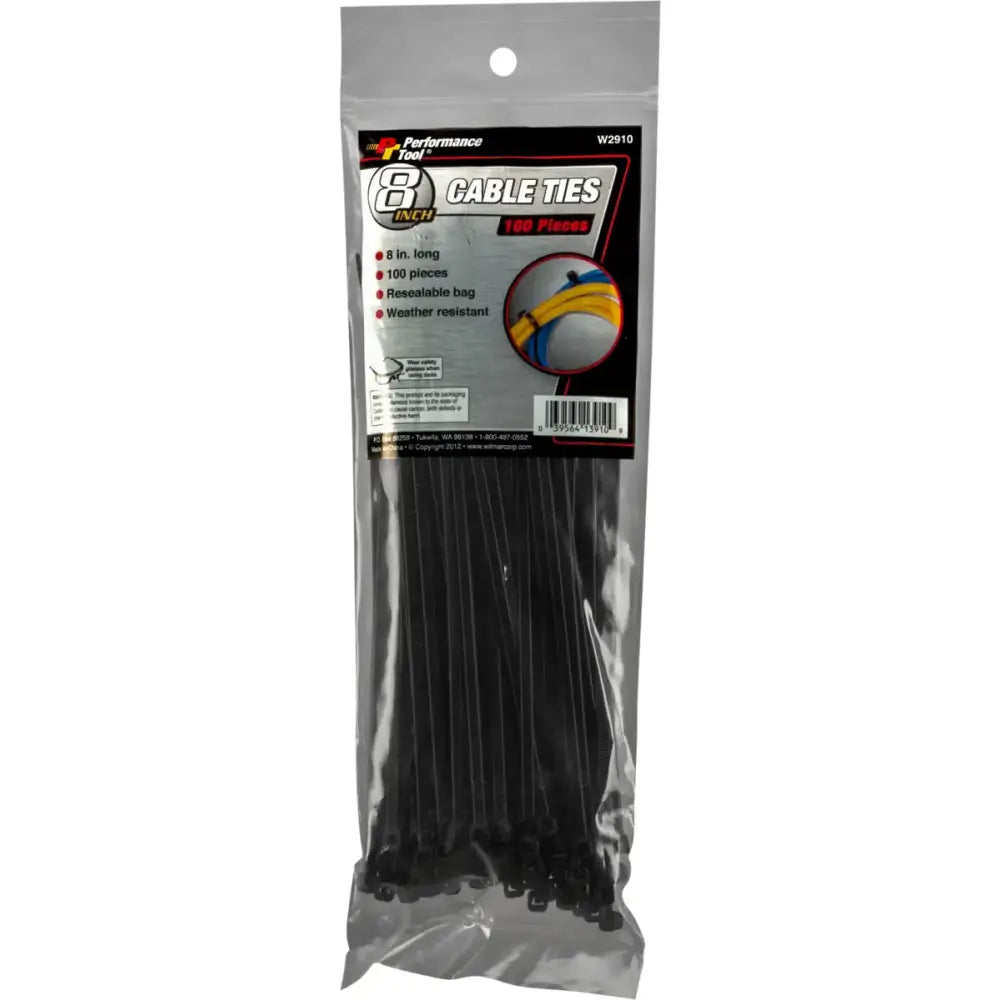 PERFORMANCE TOOL W2910 Cable Tie 8" 100/Pack