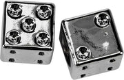 W99-6217C(2) Valve Stem Caps Chrome Dice  Pr