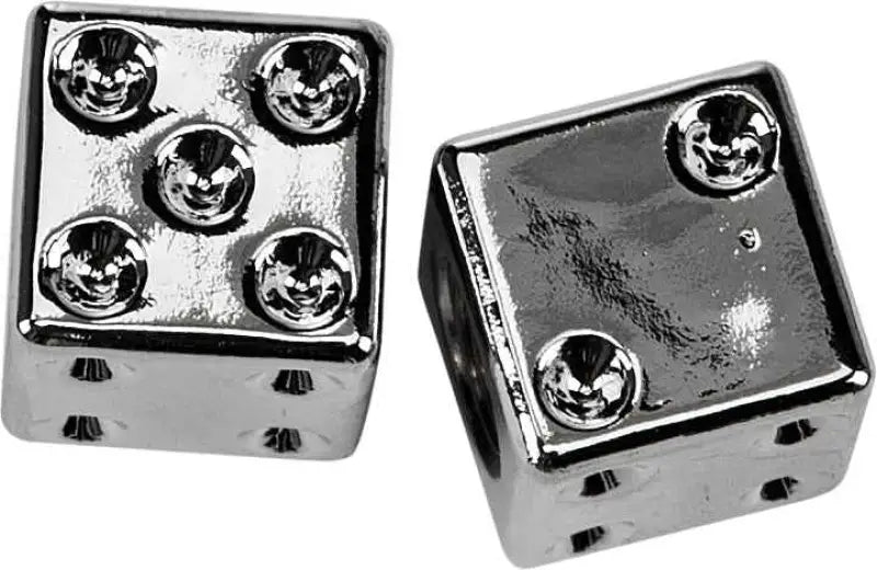 W99-6217C(2) Valve Stem Caps Chrome Dice  Pr