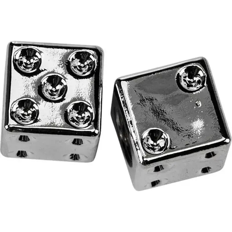 W99-6217C(2) Valve Stem Caps Chrome Dice  Pr