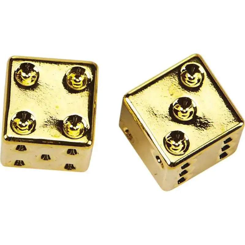 W99-6217G(2) Valve Stem Caps Gold Dice