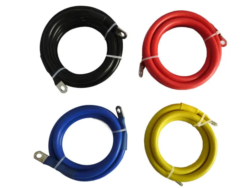 Coiled black, red, blue, yellow winch cables for ATV winch setup WA034 TrailFX TFX
