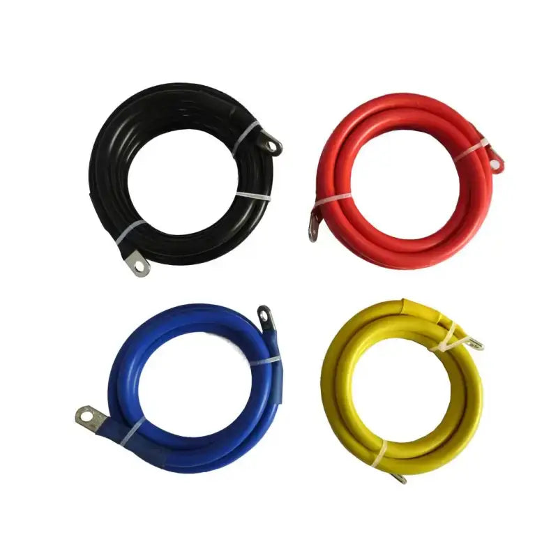 Coiled black, red, blue, yellow winch cables for ATV winch setup WA034 TrailFX TFX