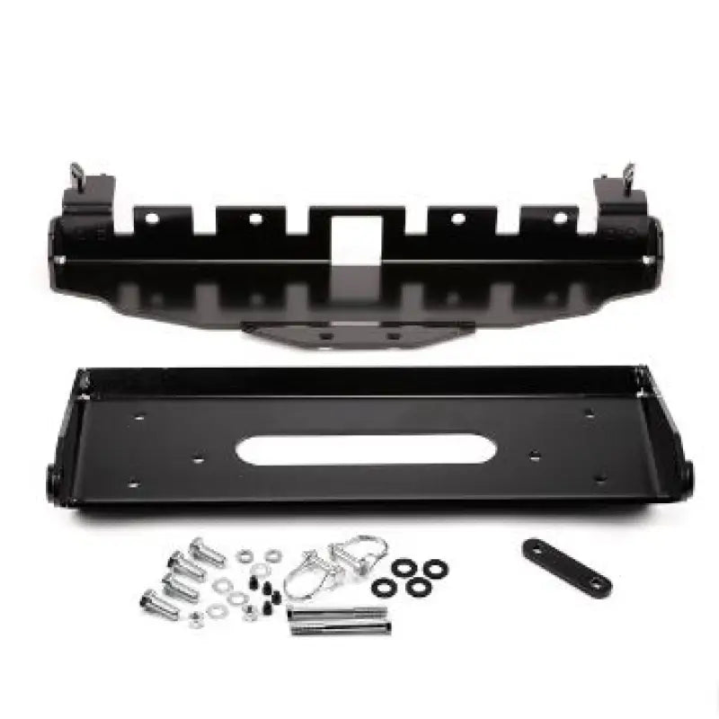 Black winch mounting plate and hardware for Kubota RTV900 WARN Industries plow mount