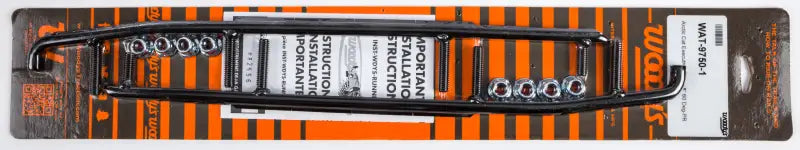 Black metal vehicle roof rack crossbar with hardware for executive round bar runners