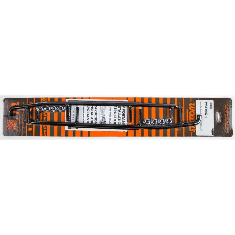 Black metal vehicle roof rack crossbar with hardware for executive round bar runners