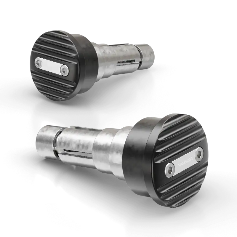 HIGHSIDER Wave Bar Ends Black/Silver Pair for Powersports