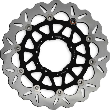 Wave Rotor Front motorcycle brake disc with black hub, silver rotor, vents, perfect for rv parts & accessories