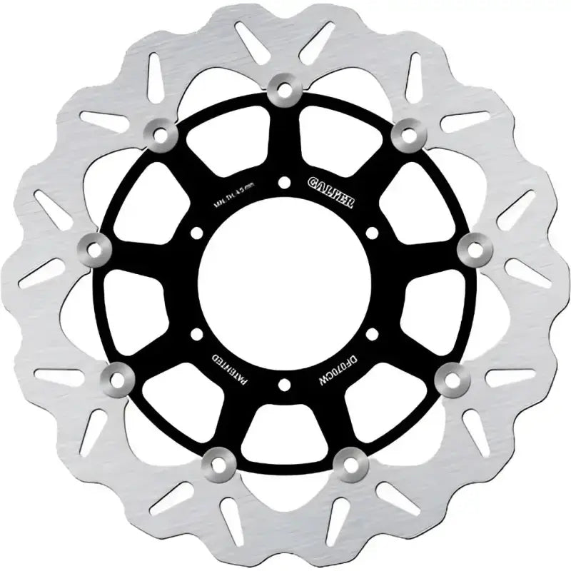 Silver motorcycle disc brake rotor with wavy edge, perfect for RV parts & accessories