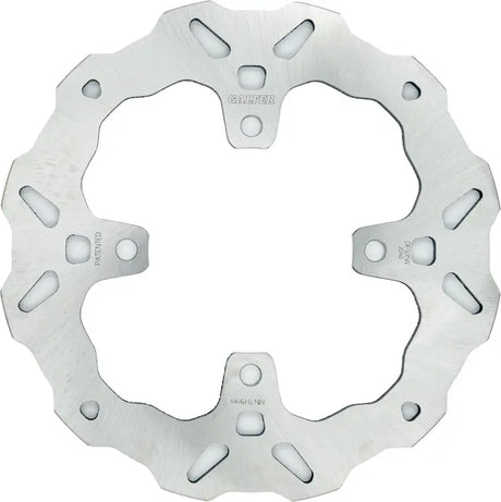 Silver wavy-edged motorcycle brake rotor with ventilation cutouts for RV parts & accessories