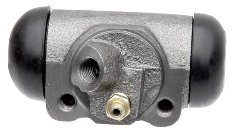 Gray metal Raybestos wheel cylinder WC14522 with black rubber boots for brake repair