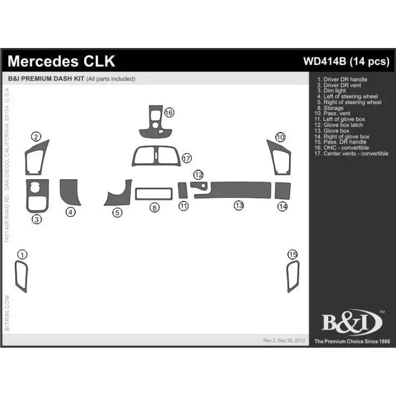 Mercedes CLK dash kit wd414b-ec for Merc SLK320 car interior upgrade